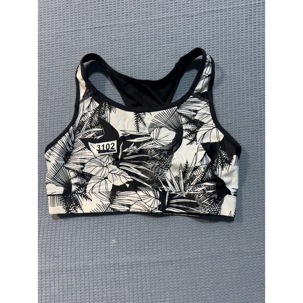 Coolibar Swim Top Womens Small Black White Tropical